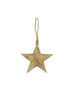 star pendentif bois de mangue avec corde 15cm*