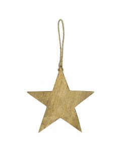 star pendentif bois de mangue avec corde 17cm*