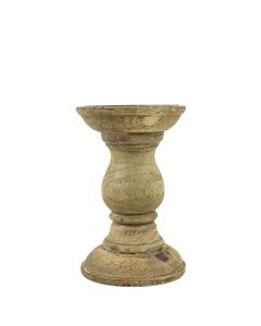 candle holder round mango wood 15cm