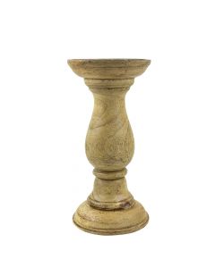 candle holder round mango wood 20cm