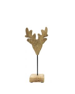 cerf debout bois de mangue h26 d11x7cm