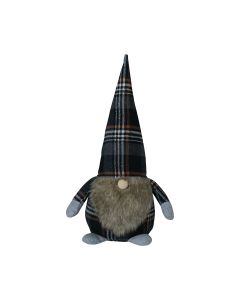 door stopper gnome large checks grey 42cm