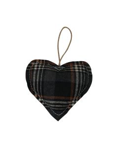 hanging decoration heart checks grey 16cm