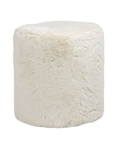 pouf teddy lisse blanc ronde dia 40cm