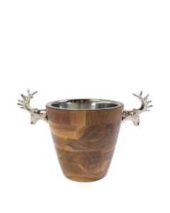 Champagne Cooler deer wood silver  27x39x24cm