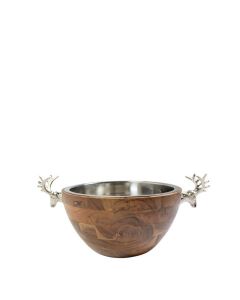 Champagne Cooler deer wood silver 18x45x29cm