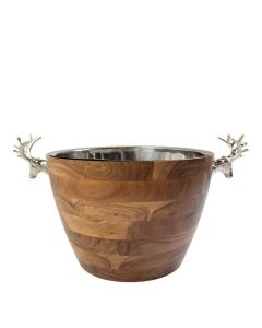 Champagne Cooler deer wood silver 29x53x37cm