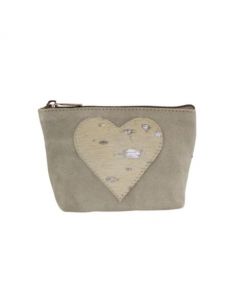 sac de maquillage coeur beige 15cm