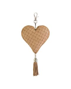 Keychain Heart weave brown (bos taurus taurus)