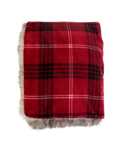 Plaid tartan faux faurures rouge 130x170cm