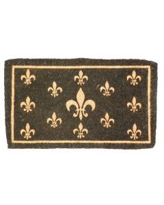 paillasson en coco fait main fleur de lis noir 75cm