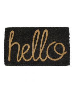 paillasson en coco fait main hello noir 75cm*