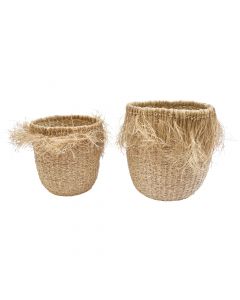 seagrass flowerpot fraying (set of 2)*