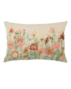 coussin brodé fleurs sauvages pied d'alouette violet 40x60cm