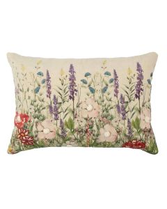 coussin brodé fleurs sauvages pied d'alouette violet 40x60cm