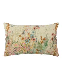 coussin brodé fleurs sauvages onagre 30x50cm