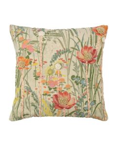 coussin brodé fleurs sauavages rose coquelicot 45x45cm