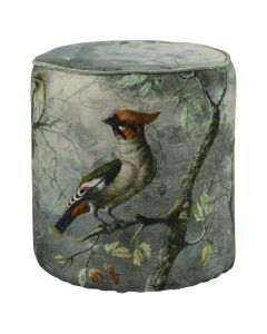 hocker samt charmante haubenvogel 40x40x45cm*