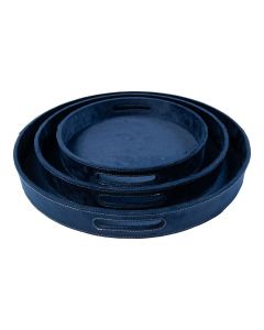 Serviertabletts round dunkel blau dia 30, 38, 45 cm (set of 3) 