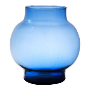 Deborah souffle a la bouche recycle Vase ventre bleu h19 d19 