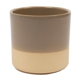 Cylinder Blumentopf Keramik Dip-Dye Taupe h17 d17