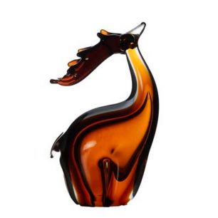 Figurine en verre cerf marron h18 d12x7cm