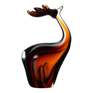 Figurine en verre cerf marron h21 d12x7cm