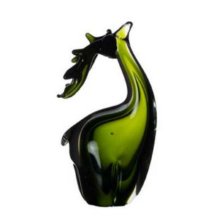 Figurine en verre cerf vert h18 d12x7cm