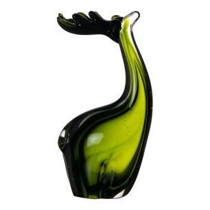 Figurine en verre cerf vert h21 d12x7cm