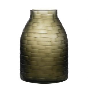 Giza Vase carved green grey h23 d16cm