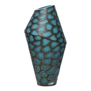 Lindi Vase carved blue grey h30 d15,5cm