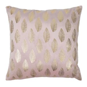 Cushion velvet soft pink print leaf gold 45 x 45 cm