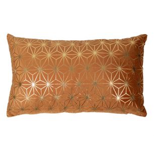 Cushion velvet rust print ice crystal gold 30 x 50 cm