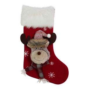 Knitted Rudolf x mas sock red 25x46 cm 