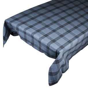 Black Check Tablecloth Textile mirage blue 140x300cm 