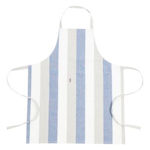 Classic Stripe True Navy Apron 75x90 Whiteh 2 pockets