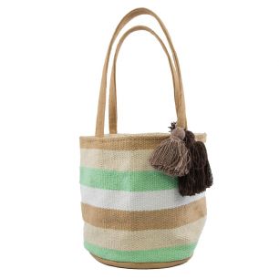 Basket streep beige blauw h38 d38