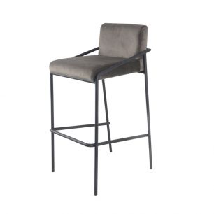 Bar stool Velvet velvet metal 75 cm Lev - Velvet Gray