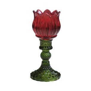 glas waxinelicht tulp rood 17cm