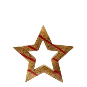 Decoration Star hollow bois de manguier 15x15x3,5cm