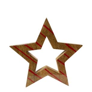 Decoration Star hollow bois de manguier 20x20x3,5cm