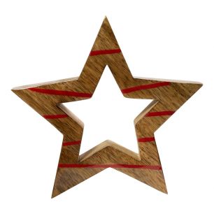 Decoration Star hollow bois de manguier 25x25x3,5cm