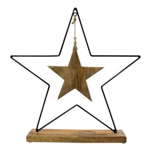 Hanging Star on base mango wood 43x5x44cm