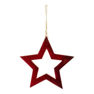 Hanging Decoration star red mango wood 20x20x2,5cm