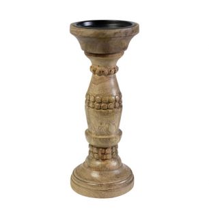 Candle Holder mango hout bubbel 25cm