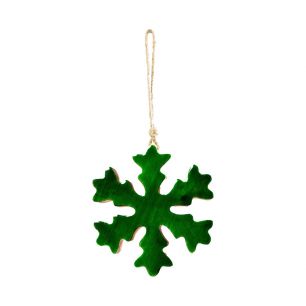 Hanging Decoration snowflake green mango wood dia15cm