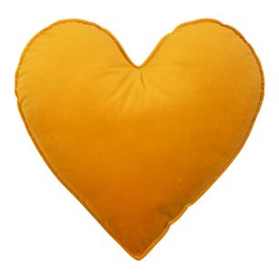 Coeur Coussin Velours miel jaune 45cm