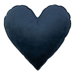 Coeur Coussin Velours bleu marine 45cm