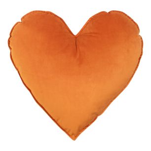 Coeur Coussin Velours orange 45cm