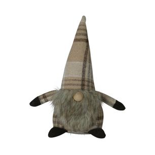 door stopper gnome small checks beige 22cm